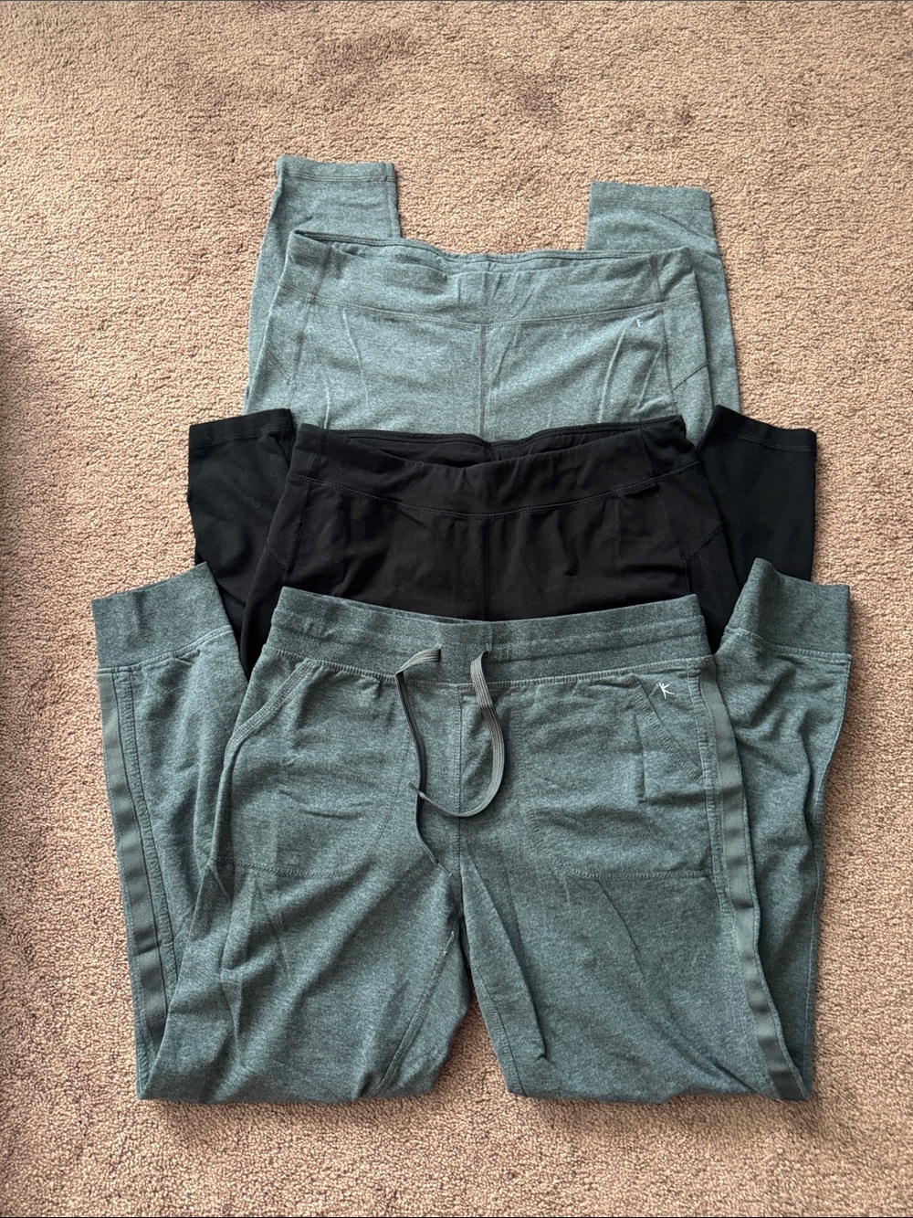 Three-Piece Active Jogger Set in Heather Teal & Black